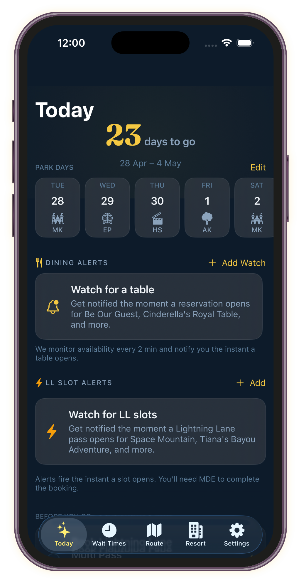 Route map with numbered pins and walking path