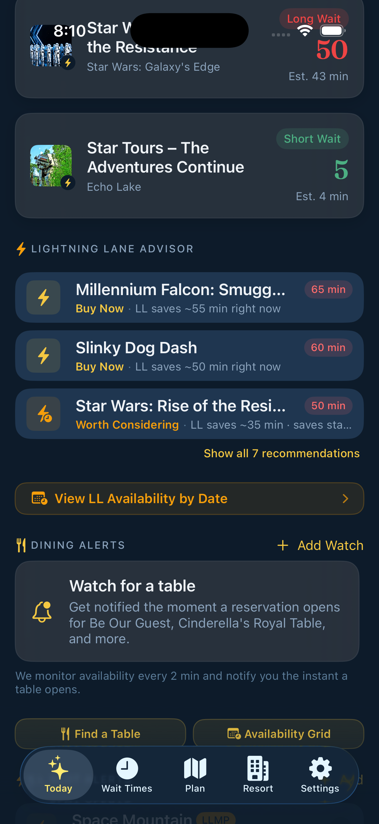 Lightning Lane advisor
